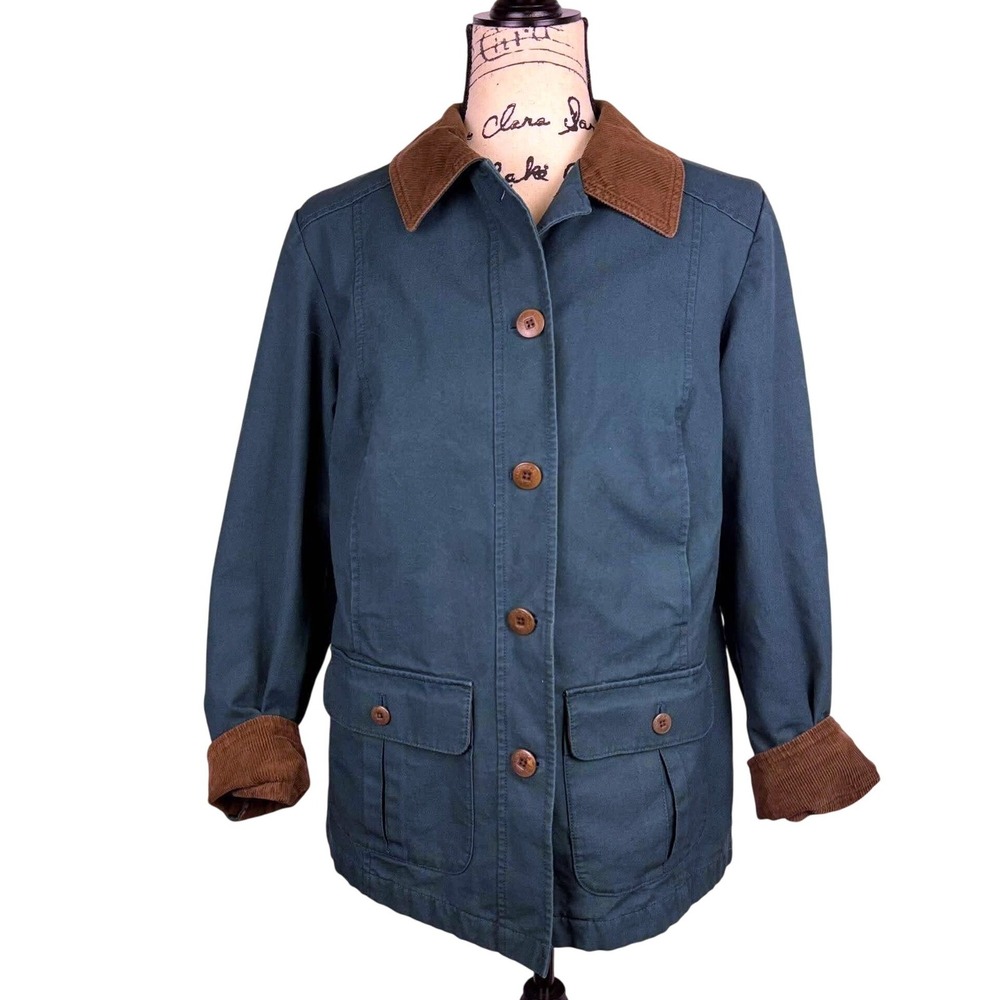 LL Bean Adirondack Barn Jacket XS Teal Blue Plaid Flannel Lined 267092 Heritage